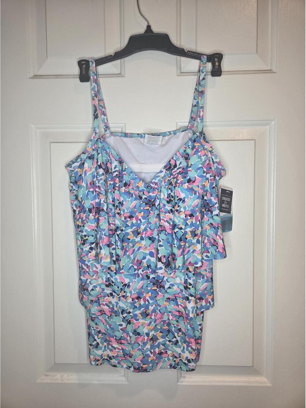 Size 16 - Swim Solutions Floral Print Tankini Swim Top - Picture 2 of 5